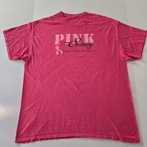 Women's Pink Strong for Breast Cancer Awareness Graphic T-Shirt Size Large